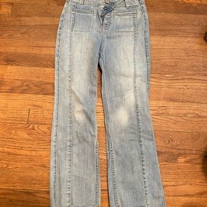 High waisted cropped flare jeans